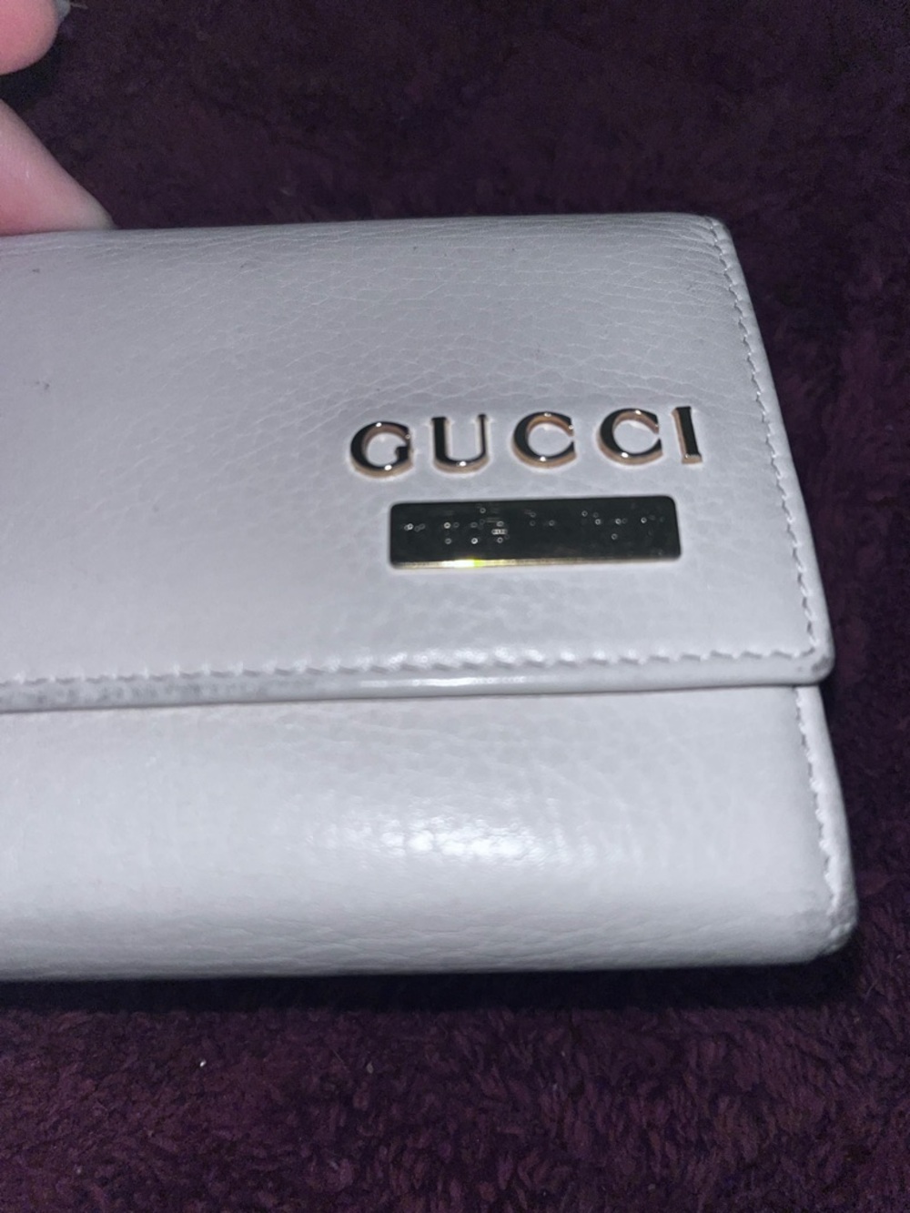 Gucci Bone and Gold Leather Luxury Long Two Way Snappy Wallet